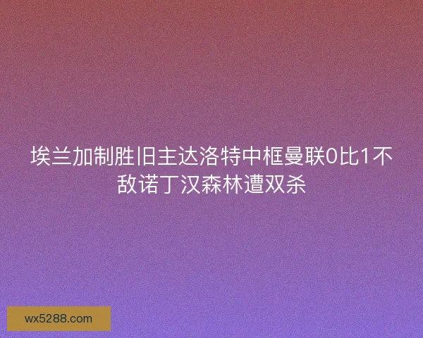 埃兰加制胜旧主达洛特中框曼联0比1不敌诺丁汉森林遭双杀