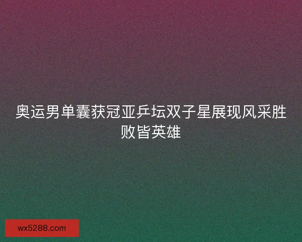 奥运男单囊获冠亚乒坛双子星展现风采胜败皆英雄