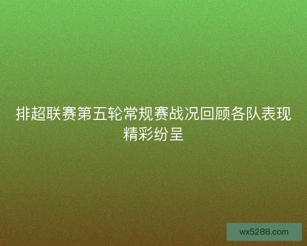 排超联赛第五轮常规赛战况回顾各队表现精彩纷呈